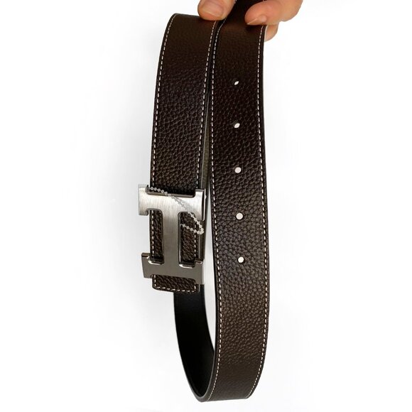 Hermès Reversible Leather Belt with 18K Plated H Buckle Black/Brown Size 95/38 - Picture 8 of 12
